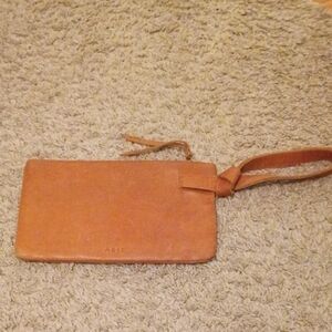 Able Cognac Leather Wristlet